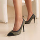 Ladies Bicolor Pointed Toe Stiletto Heel High Heels Pumps