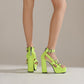 Ladies Glossy Buckle Chunky Heel Platform Sandals