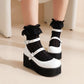 Ladies Lolita Round Toe Ankle Strap Platform Flats Shoes