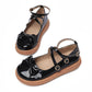 Ladies Patent Leather Bowtie Ankle Strap Flats Shoes