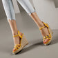 Ladies Woven Ankle Strap Wedge Heel Platform Sandals