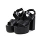 Ladies Solid Color Thick Sole Block Heel Platform Sandals
