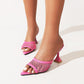Ladies Pointed Toe Mesh Solid Color Spool Heel Sandals
