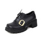 Ladies Pu Leather Belts Buckles Tied Lace Up Platform Chunky Heels Shoes