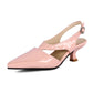 Ladies Candy Color Pointed Toe Hollow Out Medium Heel Sandals