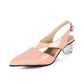 Ladies Pointed Toe Hollow Out Medium Clear Heel Sandals