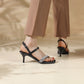 Ladies Square Toe Rhinestone Narrow Straps Stiletto High Heel Sandals