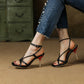 Ladies Candy Color Narrow Straps Square Toe Stiletto High Heel Sandals