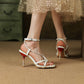Ladies Candy Color Narrow Straps Square Toe Stiletto High Heel Sandals