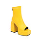 Peep Toe Back Zippers Block Chunky Heel Platform Ankle Boots for Women