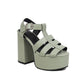 Ladies Solid Color Roman Style Thick Sole Block Heel Platform Sandals