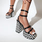 Ladies Square Toe Double Ankle Strap Thick Sole Block Heel Platform Sandals