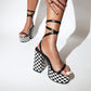Ladies Cross Strap Color Block Thick Sole Chunky Heel Platform Sandals