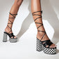 Ladies Cross Straps Thick Sole Chunky Heel Platform Sandals