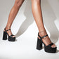 Ladies Ankle Strap Chains Thick Sole Block Heel Platform Sandals