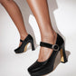 Ladies Pu Leather Belts Buckles Block Heel Platform Chunky Heels Mary Jane Pumps Shoes
