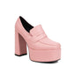 Ladies Square Toe Platform Chunky Heel Shoes