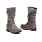 Round Toe Buckle Straps Mid Calf Boots for Women