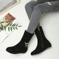 Booties Flock Round Toe Side Zippers Inside Heighten Ankle Boots for Women