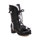 Lace Bow Tie Tied Straps Block Chunky Heel Knee-High Boots for Women