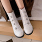 Pu Leather Round Toe Stars Lace Up Stitch Side Zippers Short Boots for Women