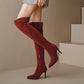 Pointed Toe Side Zippers Stiletto Heel Over-the-Knee Boots for Women