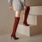 Pointed Toe Side Zippers Stiletto Heel Over-the-Knee Boots for Women