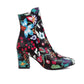 Printed Pu Leather Side Zippers Block Chunky Heel Ankle Boots for Women