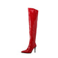Glossy Pointed Toe Stiletto Heel Over-the-Knee Boots for Women