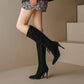Flock Pointed Toe Tassel Stiletto Heel Knee-High Boots for Women