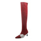 Pointed Toe Glitter Bowtie Stiletto Heel Over-the-Knee Boots for Women