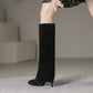 Pointed Toe Fold Stiletto Heel Knee-High Boots for Women