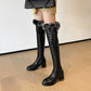 Lace Furry Block Heel Over-The-Knee Boots for Women