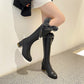 Round Toe Fur Tube Block Chunky Heel Knee-High Boots for Women