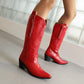 Cowboy Pointed Toe Beveled Heel Mid Calf Western Boots for Women