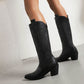 Cowboy Pointed Toe Beveled Heel Mid Calf Western Boots for Women