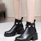 Rhinestone Stretch Block Chunky Heel Platform Short Boots for Women