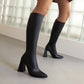 Pointed Toe Block Heel Knee High Boots for Women