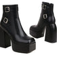 Open Toe Buckle Straps Block Chunky Heel Platform Ankle Boots for Women