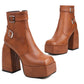 Open Toe Buckle Straps Block Chunky Heel Platform Ankle Boots for Women