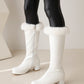 Glossy Side Zippers Block Chunky Heel Platform Mid-Calf Boots for Women