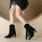 Pointed Toe Tassel Stiletto Heel Mid-Calf Boots for Women