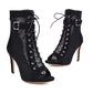 Peep Toe Mesh Lace-Up Buckle Straps Stiletto Heel Ankle Boots for Women