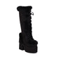 Furry Chunky Heel Mid Calf Platform Boots for Women