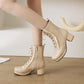 Booties Lolita Lace Lace-Up Block Chunky Heel Platform Short Boots for Women