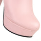 Round Toe Block Chunky Heel Platform Knee High Boots for Women