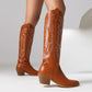Pointed Toe Beveled Heel Mid Calf Western Boots for Women