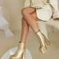 Booties Glossy Side Zippers Chunky Heel Platform Short Boots for Women