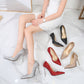 Ladies Sequins Pointed Toe Shallow Stiletto Heel Bridal Wedding Shoes Pumps