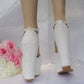 Women Pearls Lace Hih Wedge Heel Wedding Platform Sandals